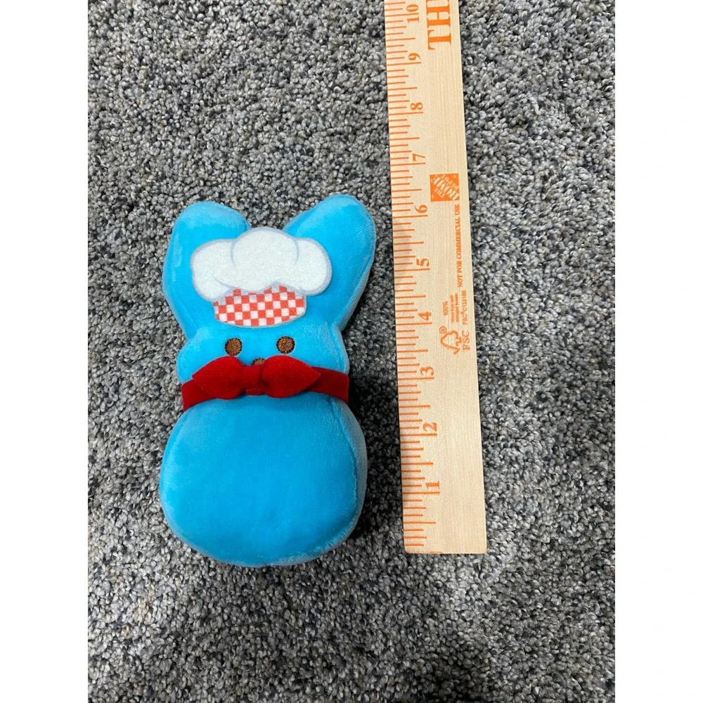 Peeps Plush Bunny Unisex Small Blue Excellent Chef Hat Red Bow Tie Stuffed Toy